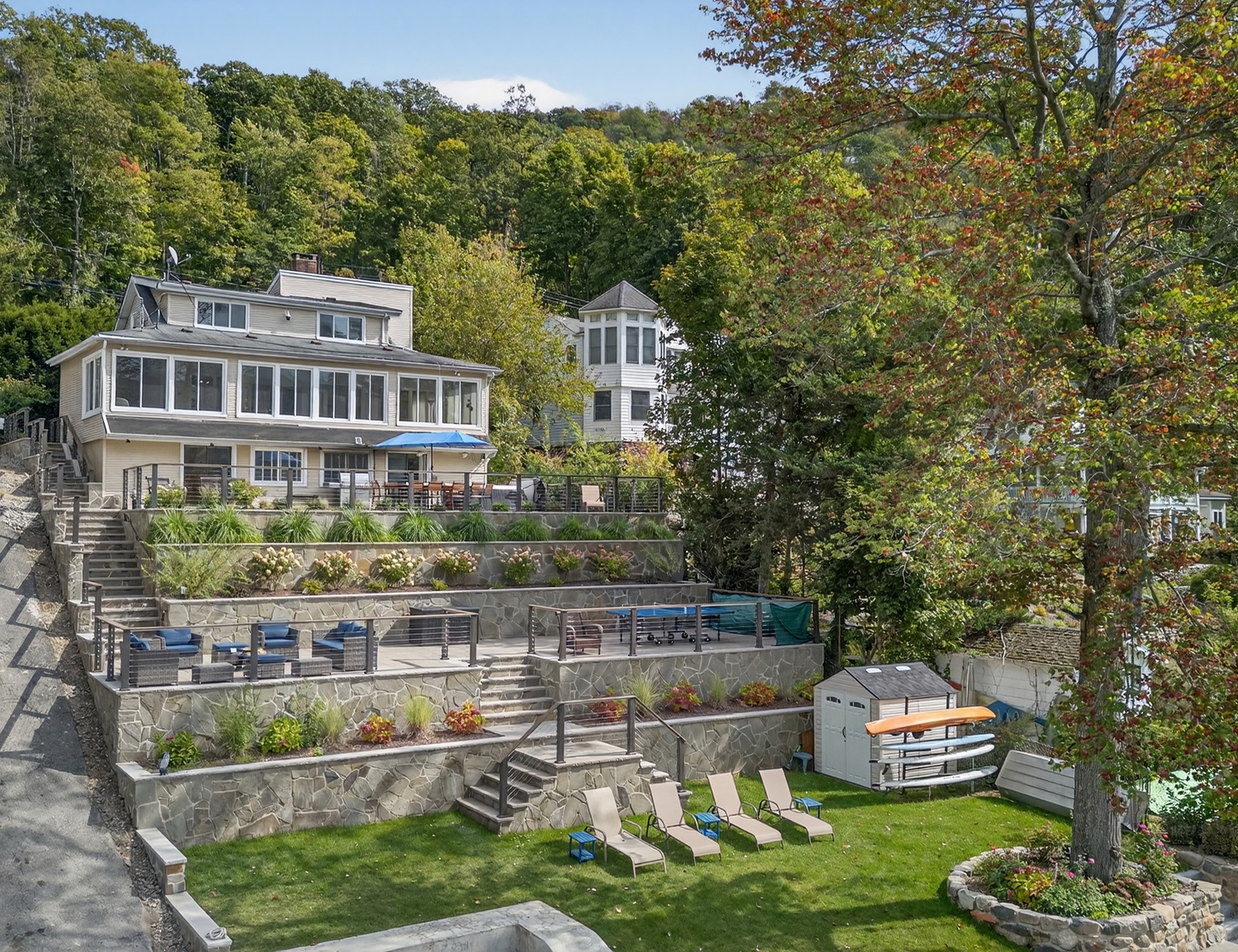 Multi Tiered Patio facing the lake